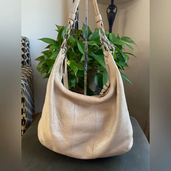Coach Kristin Champagne Cream Pebble Soft Leather Hobo, Large, Dust Bag, Strap - Picture 3 of 15